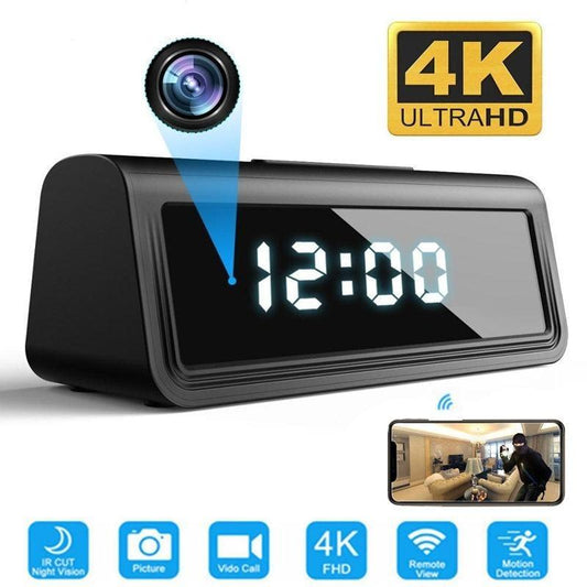 4K Wireless Alarm Clock Security Camera